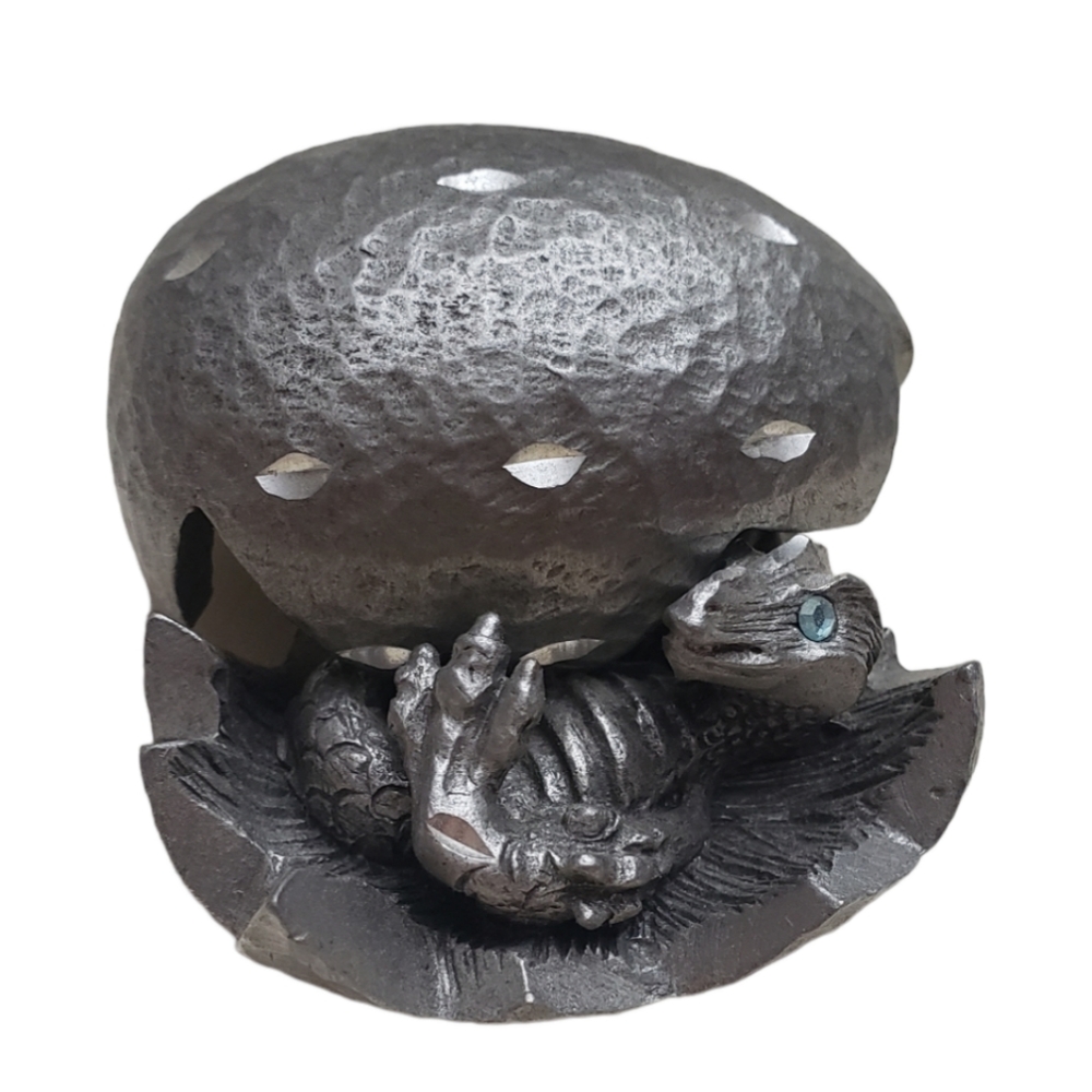 Vintage Baby Pewter dragon in shell